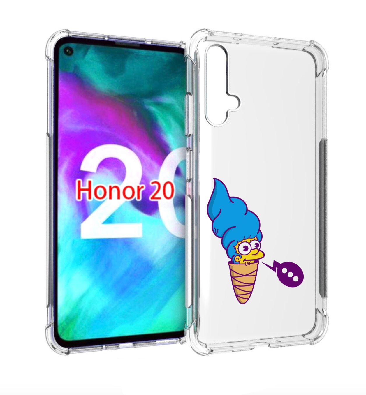 

Чехол бампер MyPads Мардж-рожок для Honor 20, Прозрачный, Tocco