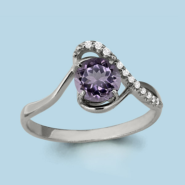 

Кольцо из серебра с аметистом/фианитом р., Aquamarine 6551104А, 6551104А_925_р
