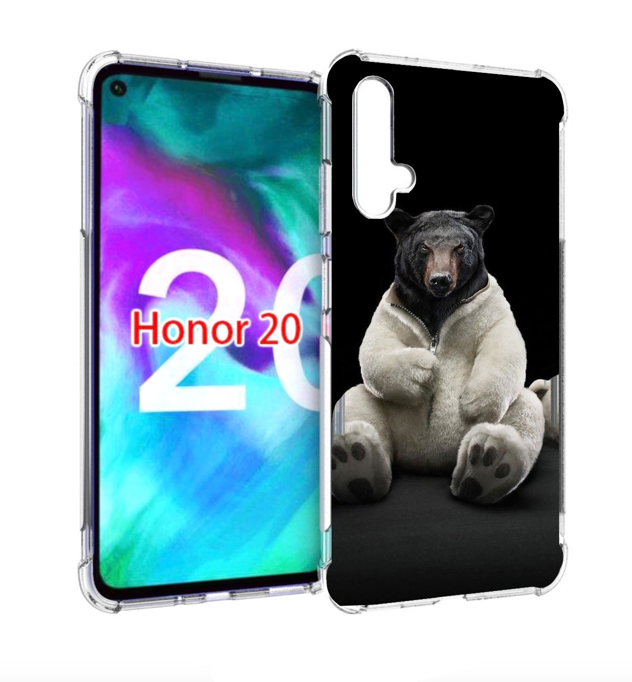 

Чехол бампер MyPads Медведь-бурый-белый для Honor 20 Honor, Прозрачный, Tocco
