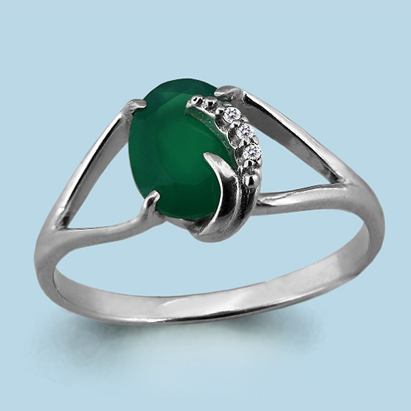

Кольцо из серебра с агатом/фианитом р., Aquamarine 6551309А, 6551309А_925_р