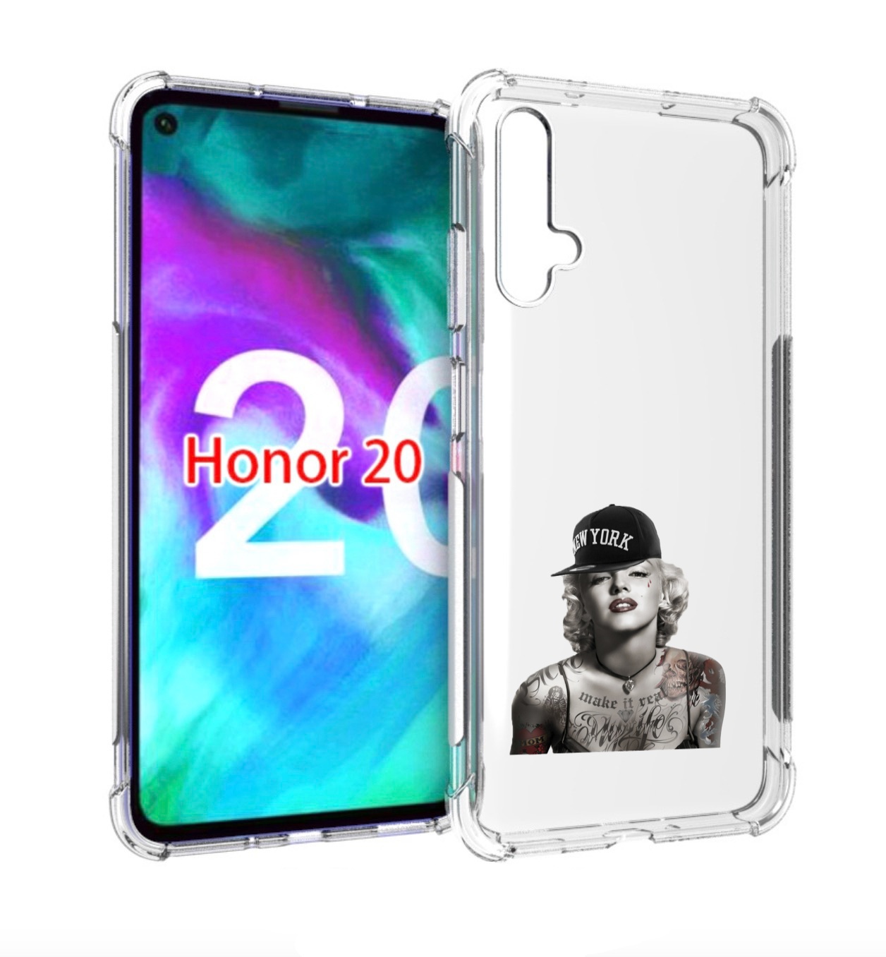 

Чехол бампер MyPads Мерлин Монро с тату женский для Honor, Прозрачный, Tocco