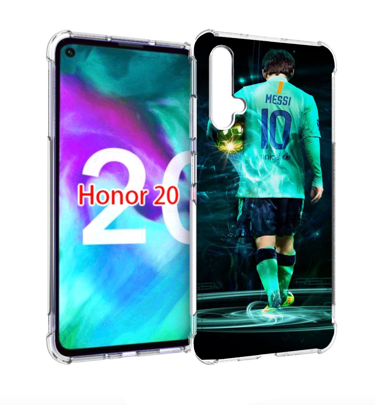 

Чехол бампер MyPads Месси мужской для Honor 20, Прозрачный, Tocco