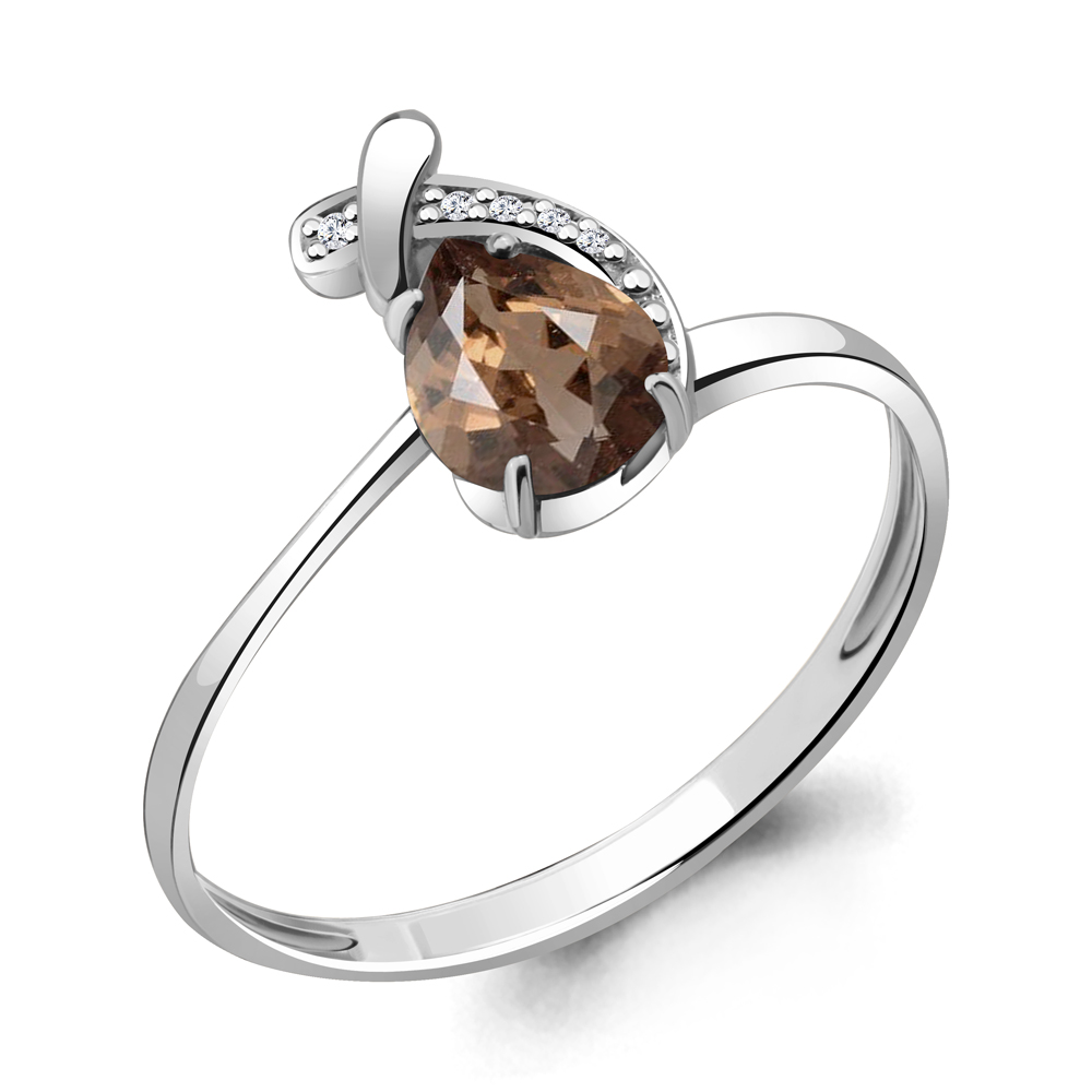 

Кольцо из серебра с кварцем/фианитом р. Aquamarine 6552701, 6552701_925_р