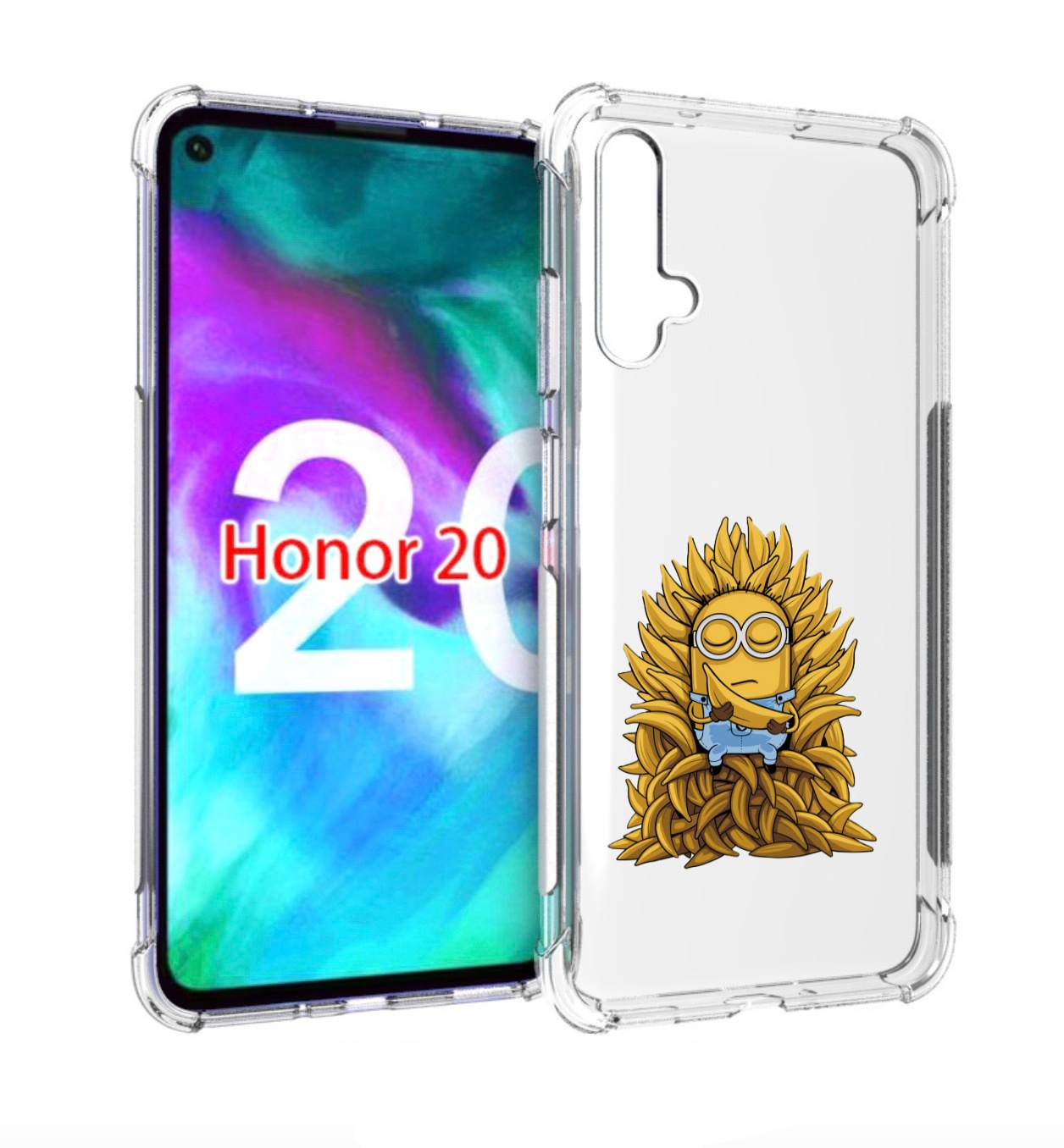 

Чехол бампер MyPads Миньон с бананами для Honor 20, Прозрачный, Tocco