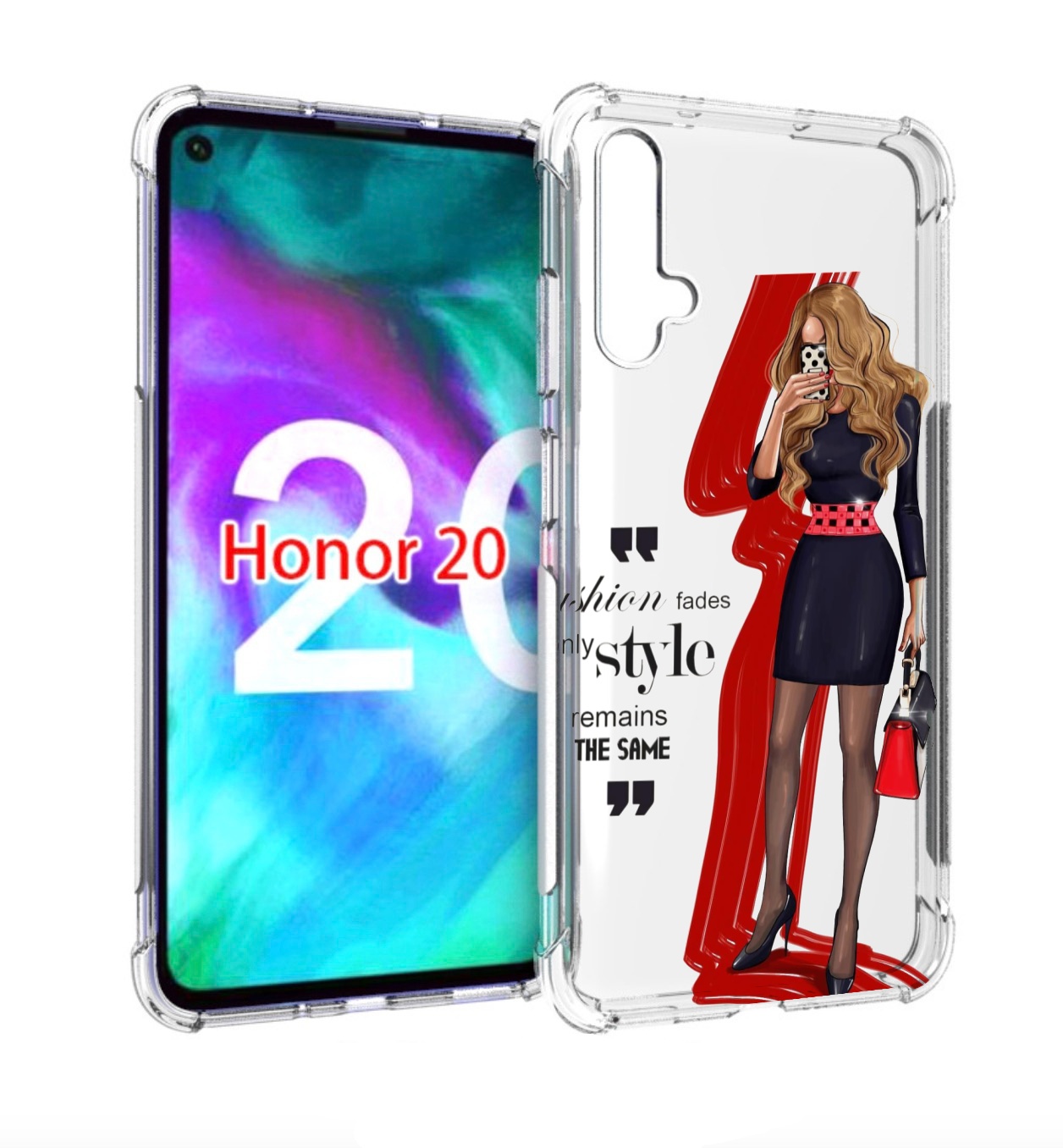 

Чехол бампер MyPads Модная-девушка женский для Honor 20, Прозрачный, Tocco
