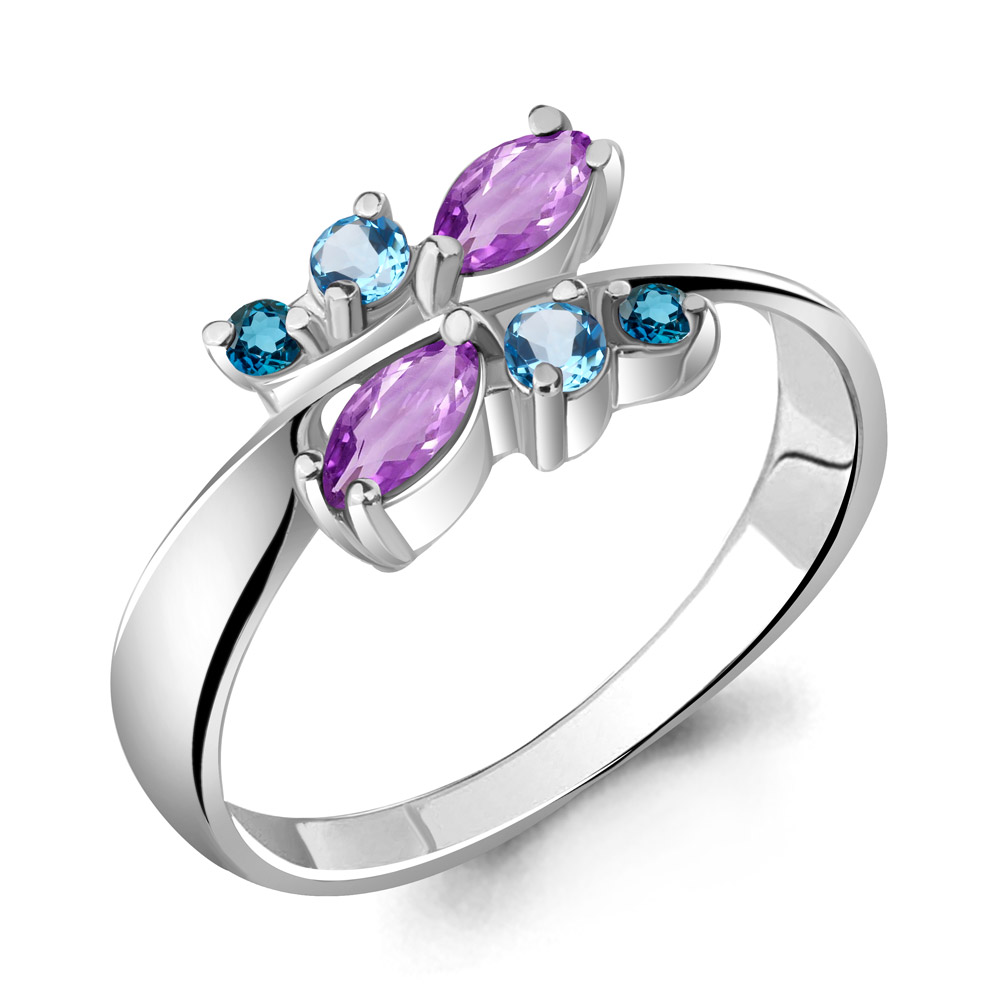 

Кольцо из серебра с аметистом/топазом р., Aquamarine 6568942, 6568942_925_р