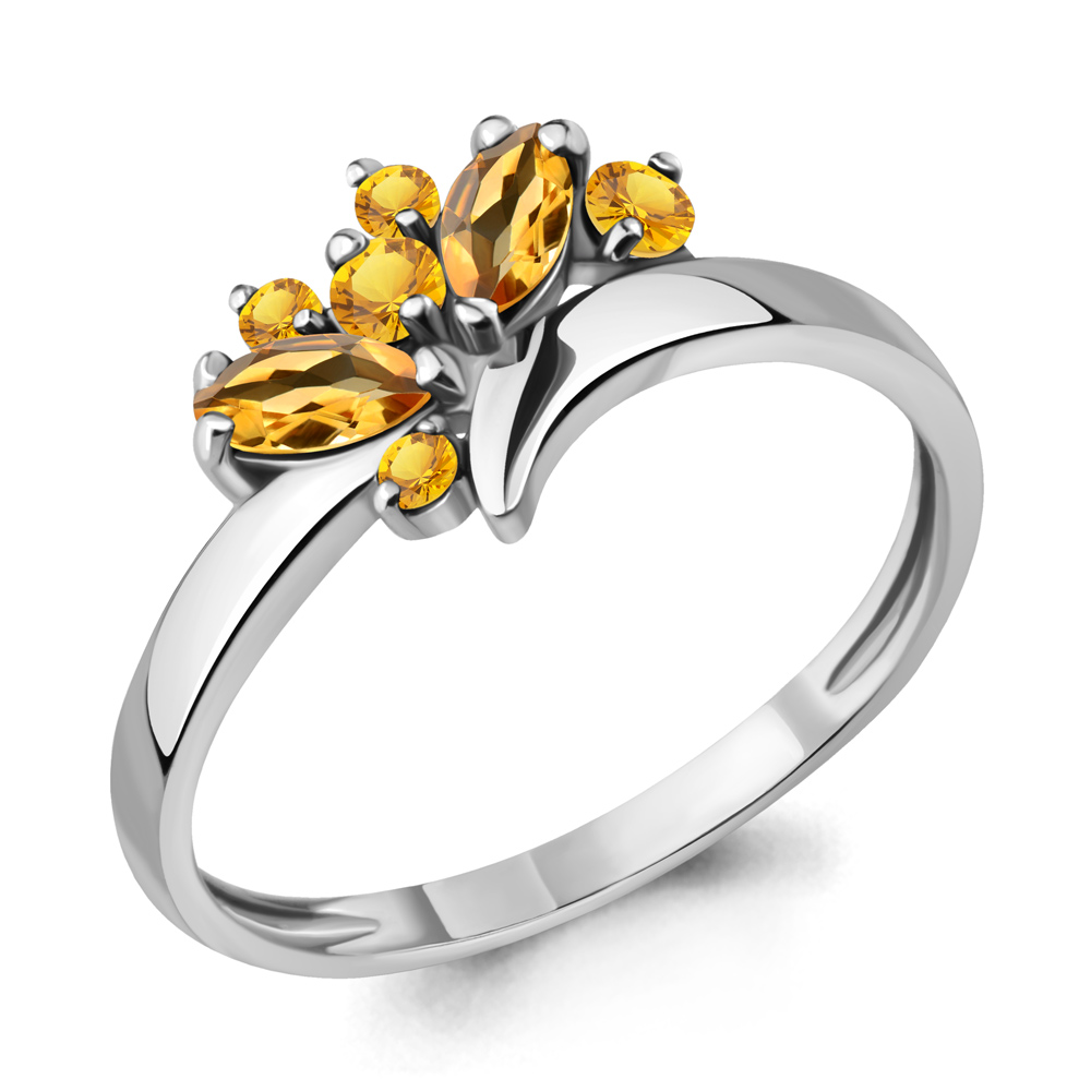 

Кольцо из серебра с цитрином р. Aquamarine 6569206, 6569206_925_р