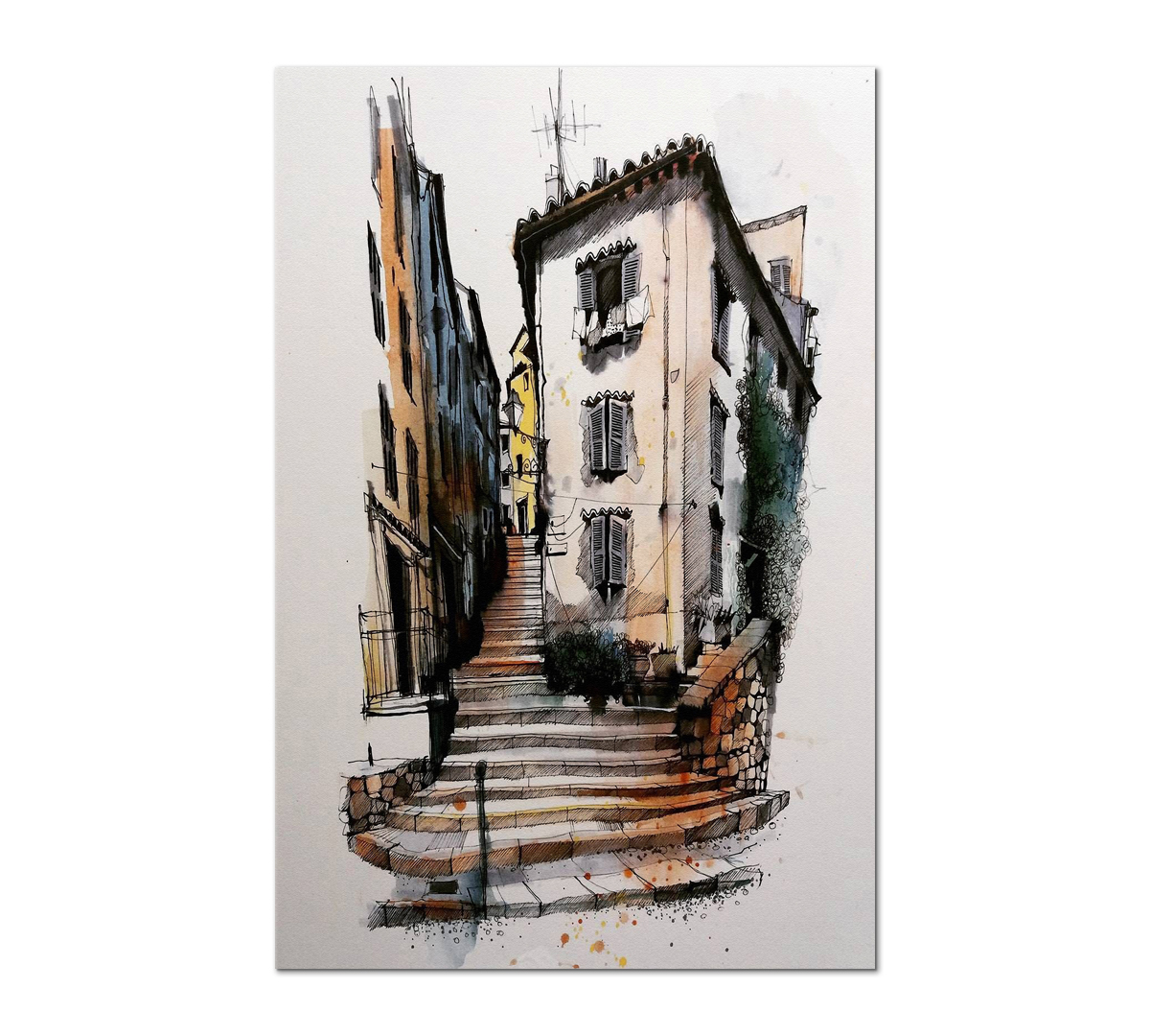 

Картина интерьерная на холсте Poly Print Art Улица-лестница 30х20 см.