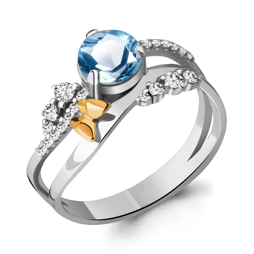 

Кольцо из серебра с топазом/фианитом р. Aquamarine 6572205А, 6572205А_925_р
