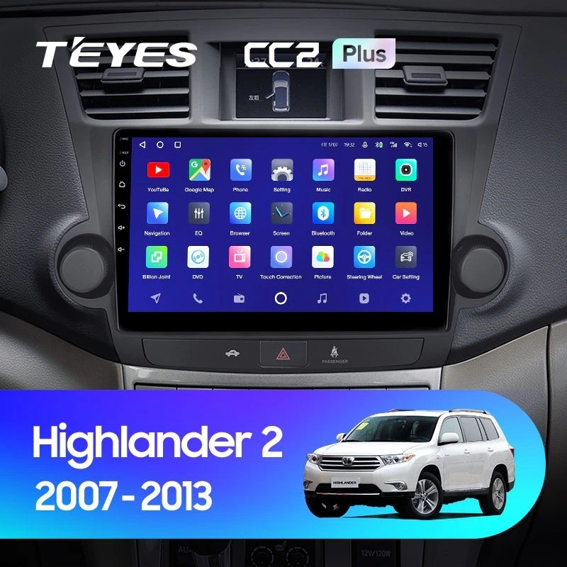 

Штатная магнитола Teyes CC2 Plus 4/64 Toyota Highlander 2 XU40 (2007-2013) 10" Тип-B, CC2 Plus