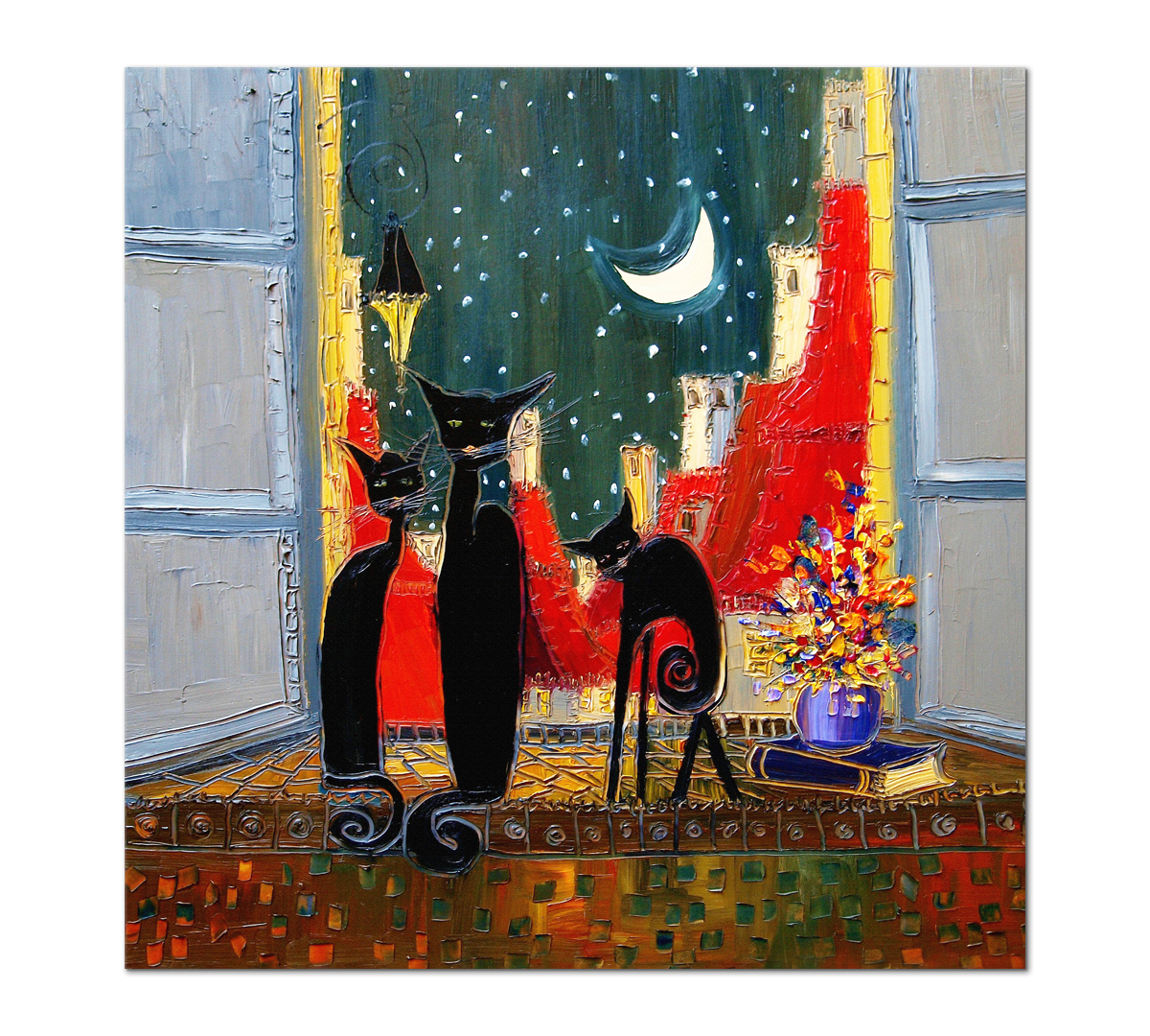 

Картина интерьерная на холсте Poly Print Art Ночной дозор трио 50х50 см.