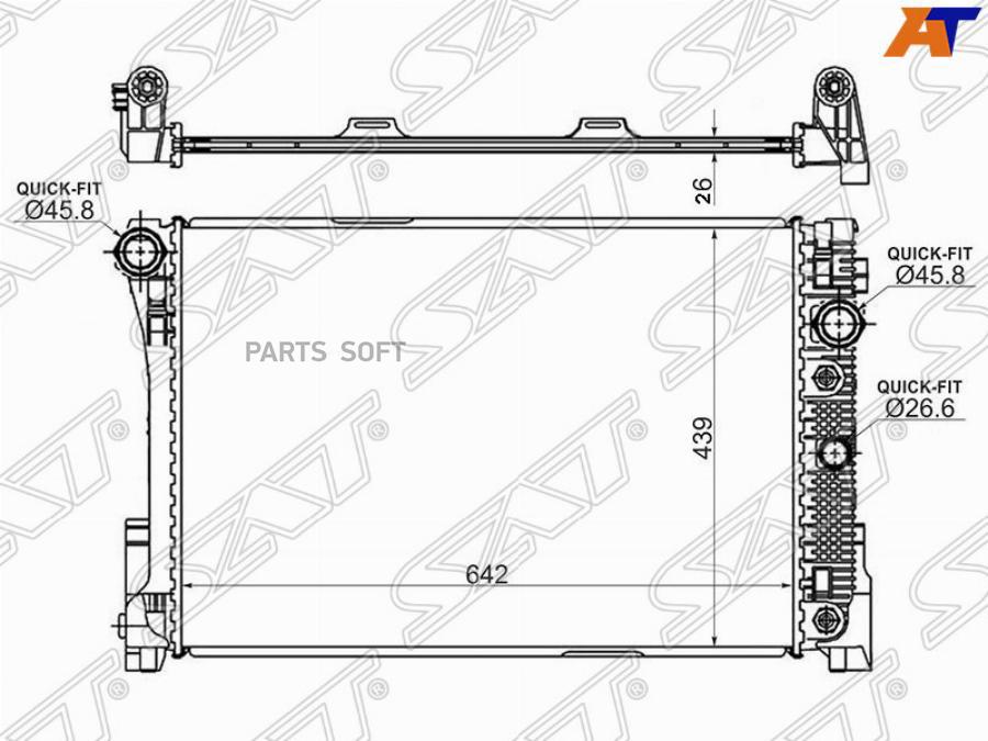 SAT Радиатор MERCEDES C-CLASS W204 1.8-3.5G/2.0D/2.2D 07- / E-CLASS W212 2.0-3.5G 11- /GLK