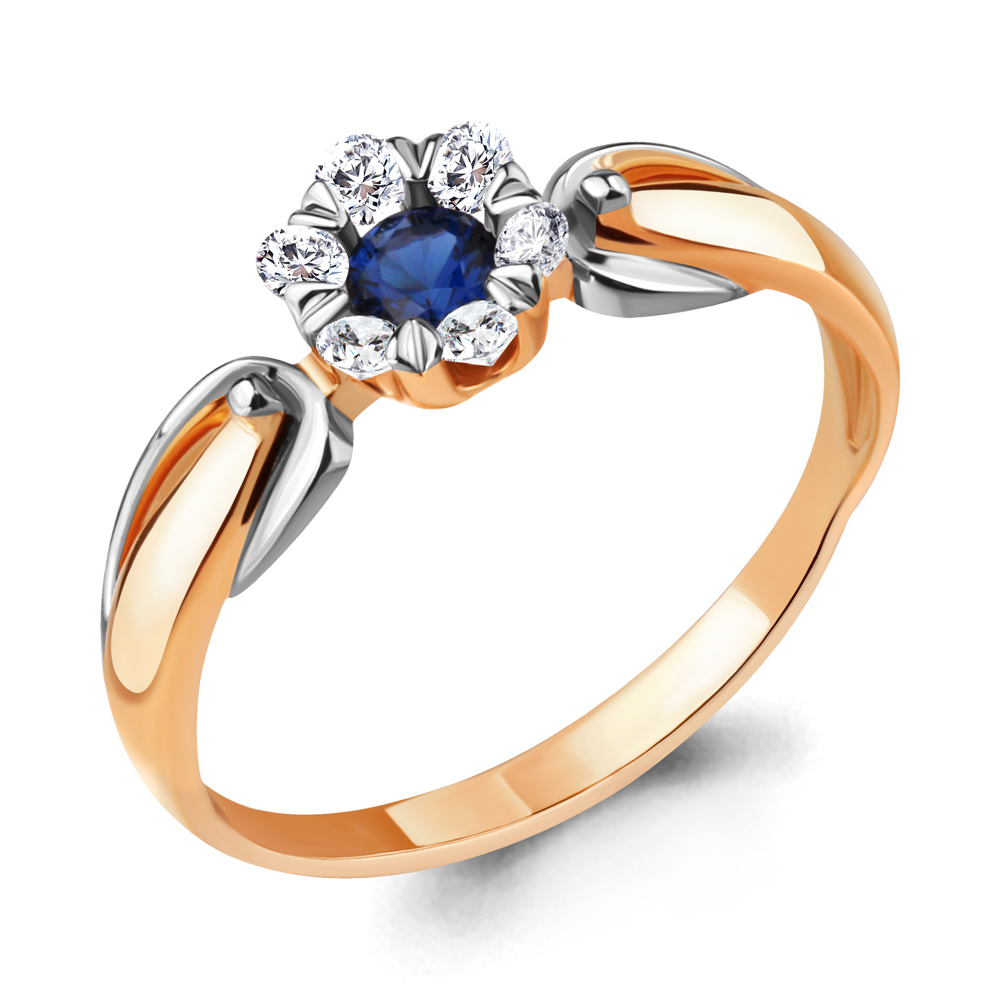

Кольцо из золота с сапфиром\бриллиантом Aquamarine Aquamarine 963778к_585_кз р. 17,5, 963778к_585_кз