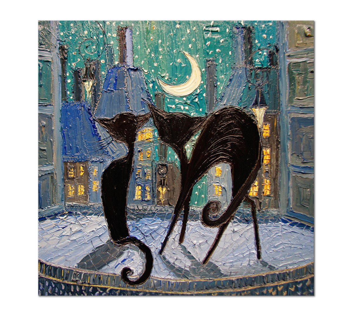 

Картина интерьерная на холсте Poly Print Art Ночной дозор дуэт 40х40 см.
