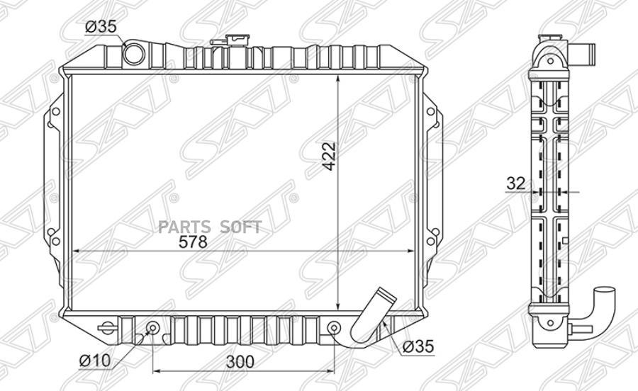 SAT Радиатор MITSUBISHI PAJERO 4D56T/4G64  2.4/2.5 91-99 AT