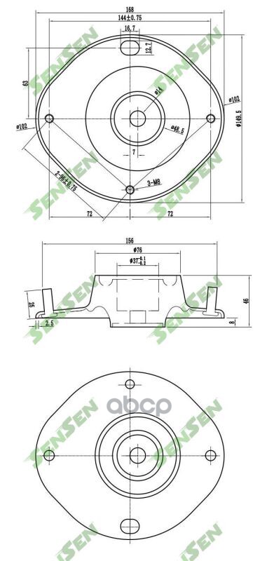 SENSEN M61057 Опора амортизатора переднего правая LANOS (T100) 1997 - 2002 () 1шт