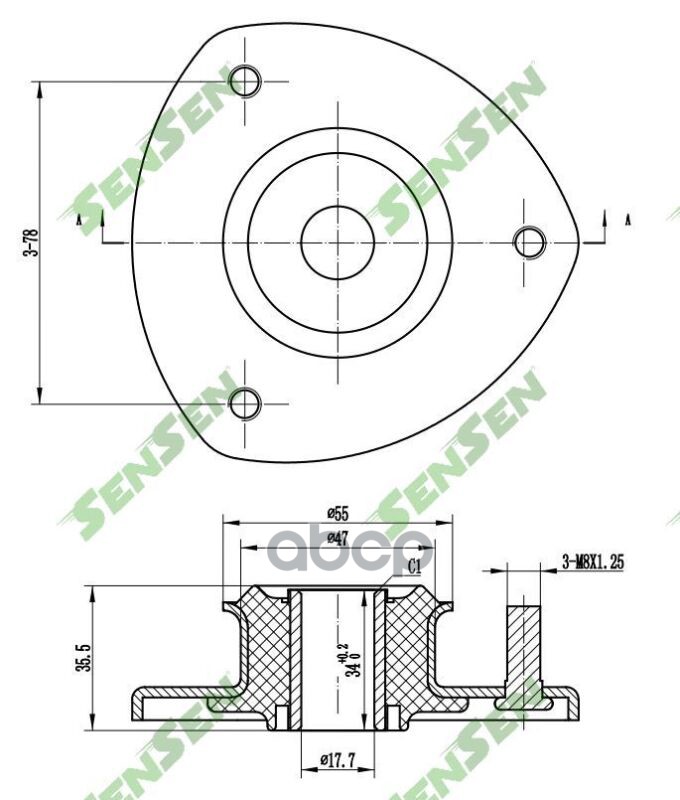 

SENSEN M61062 Опора амортизатора переднего suzuki grand vitara ft, gt 98-, vitara et, ta 8
