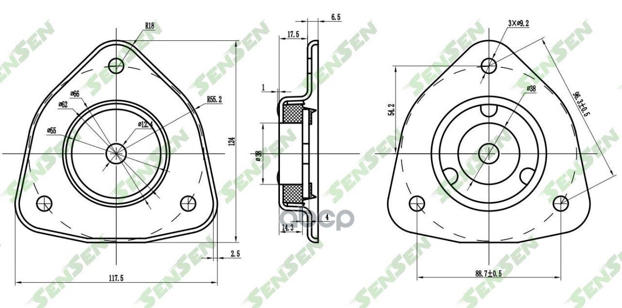 SENSEN M61065 Опора амортизатора переднего nissan almera 95-00/sunny n14 90 1шт