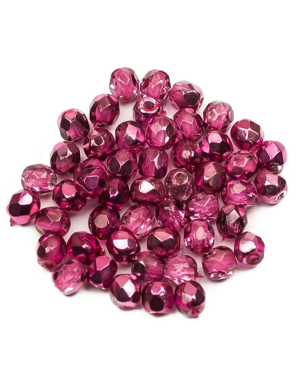 

Стеклянные чешские бусины ганеные круг р-р 3 мм Crystal Pink Metallic Ice 50шт, Розовый, FP-3