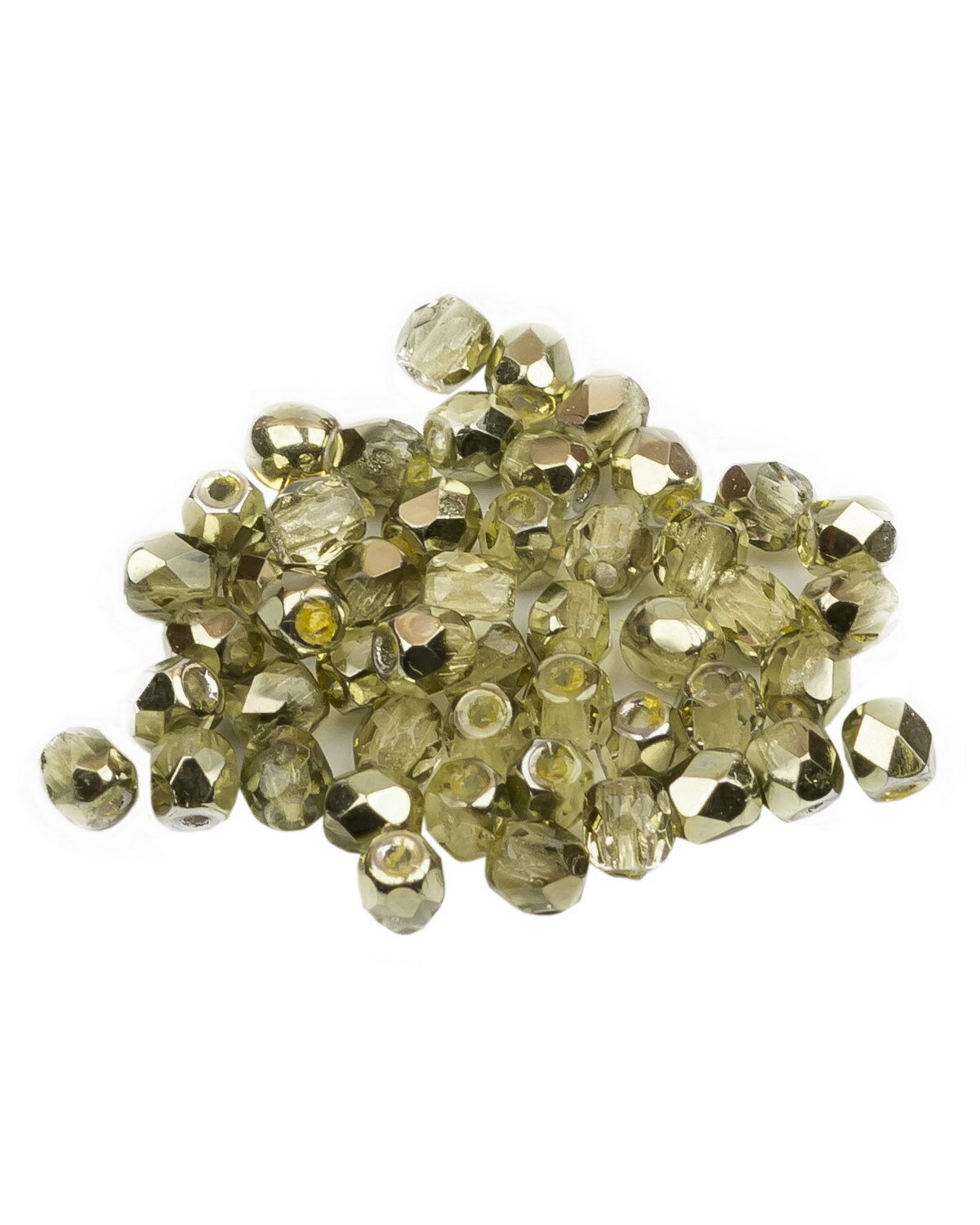 

Стеклянные чешские бусины ганеные круг р-р 3 мм Crystal Lime Metallic Ice 50шт, Зеленый, FP-3