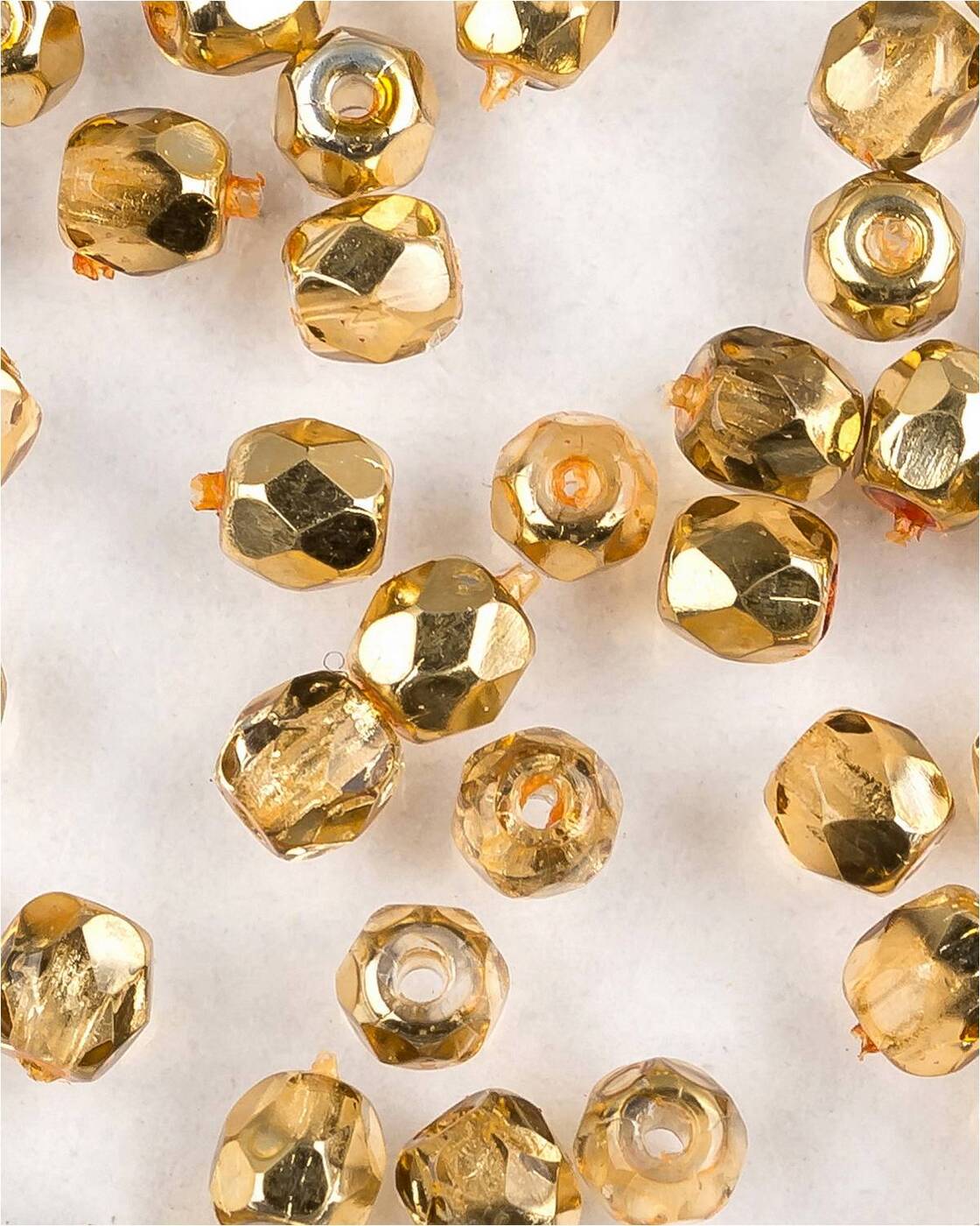 

Стеклянные чешские бусины ганеные круг 3 мм Crystal Apricot Metallic Ice 50шт, Золотой, FP-3