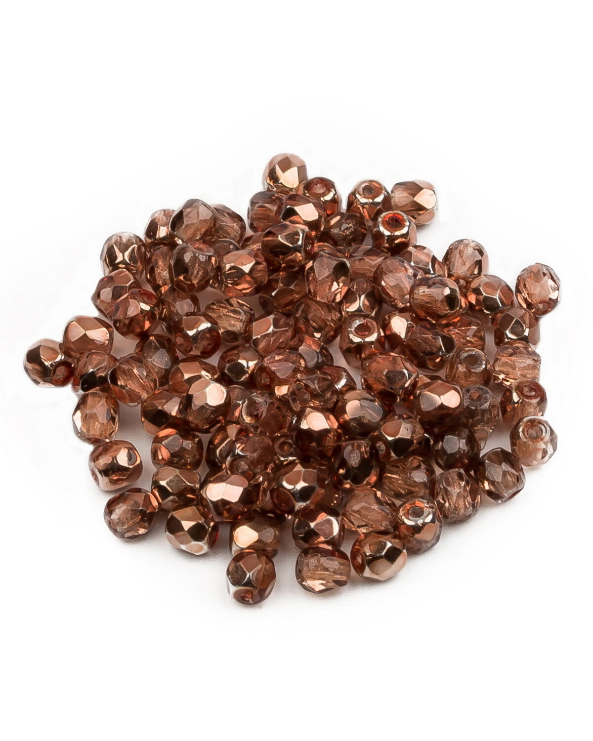

Стеклянные чешские бусины ганеные круг р-р 3 мм Crystal Peach Metallic Ice 100шт, Розовый, FP-3