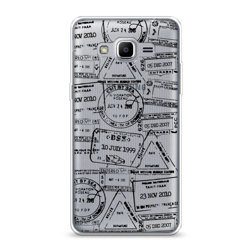 

Чехол на Samsung Galaxy Grand Prime "Visa stamps 2", Белый;черный;серый, 22350-2