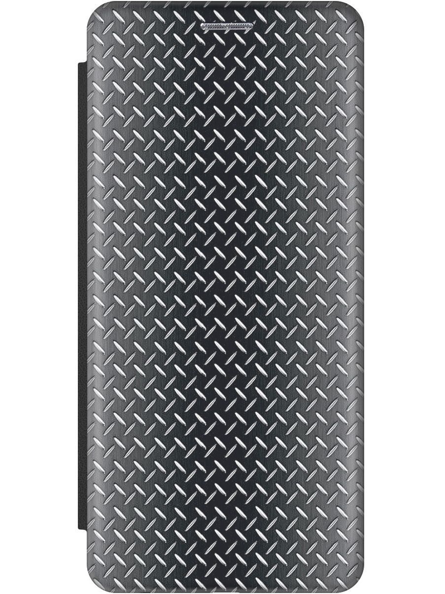 

Чехол-книжка на Vivo Y02 c принтом "Металлическая пластина" черный, Белый;серый, 157852