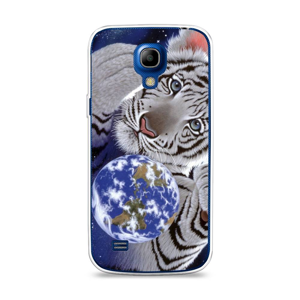 

Чехол на Samsung Galaxy S4 mini "Тигренок и Земля", Синий;белый;черный, 24050-1