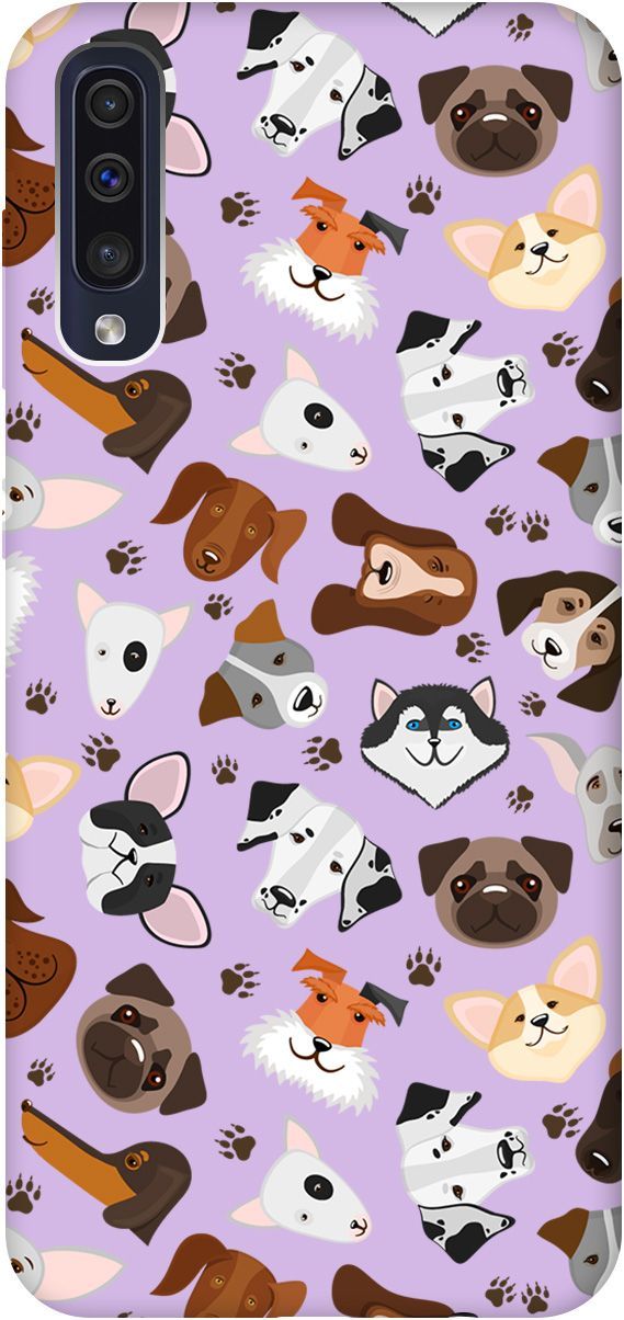 

Чехол на Samsung Galaxy A50 "Dogs Pattern" сиреневый, Фиолетовый;коричневый, 5385