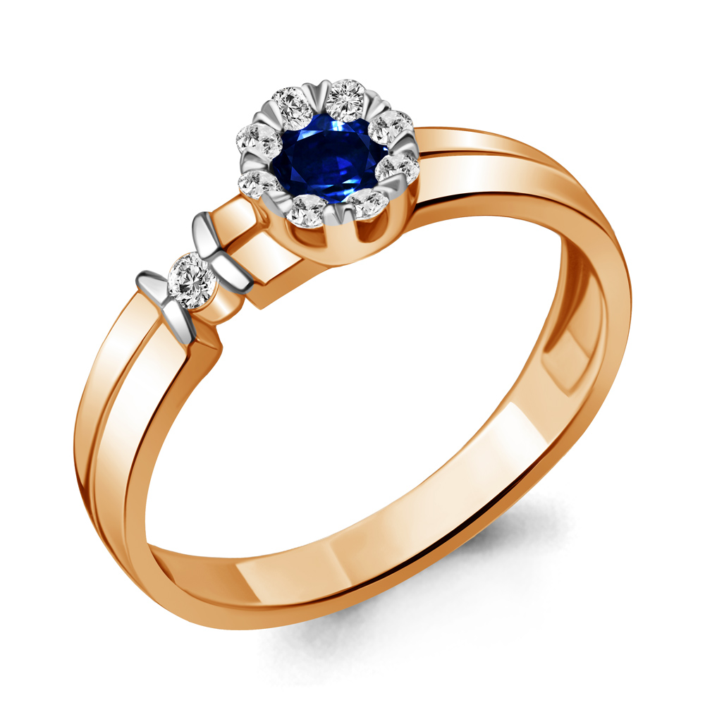 

Кольцо из золота с сапфиром\бриллиантом Aquamarine Aquamarine 963781к_585_кз р, 963781к_585_кз