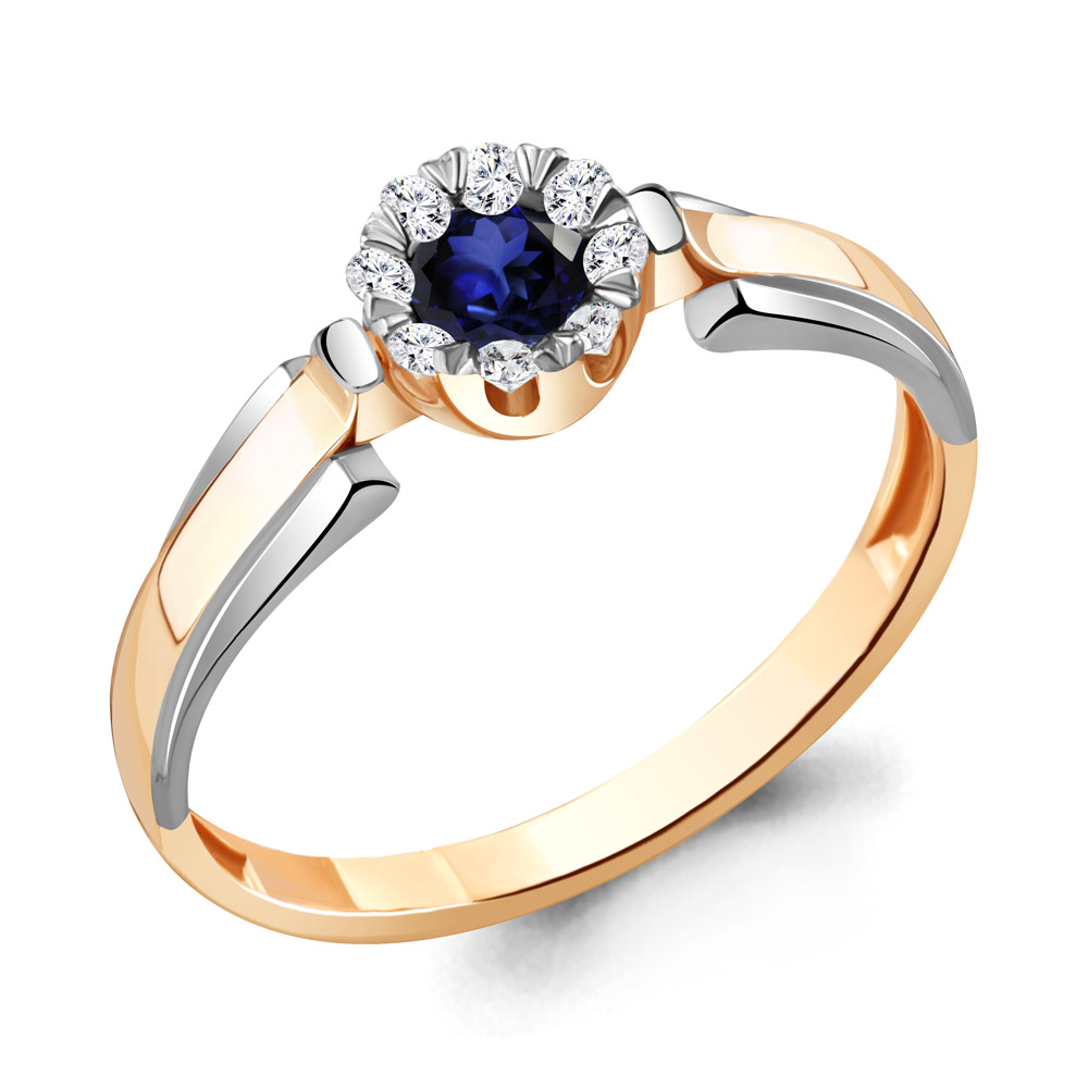 

Кольцо из золота с сапфиром\бриллиантом Aquamarine Aquamarine 963782к_585_кз р, 963782к_585_кз
