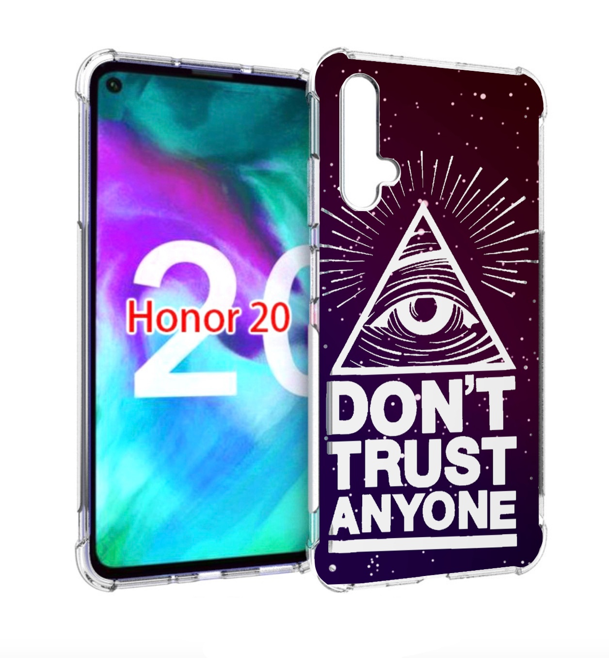 

Чехол бампер MyPads Не-доверяй для Honor 20, Прозрачный, Tocco