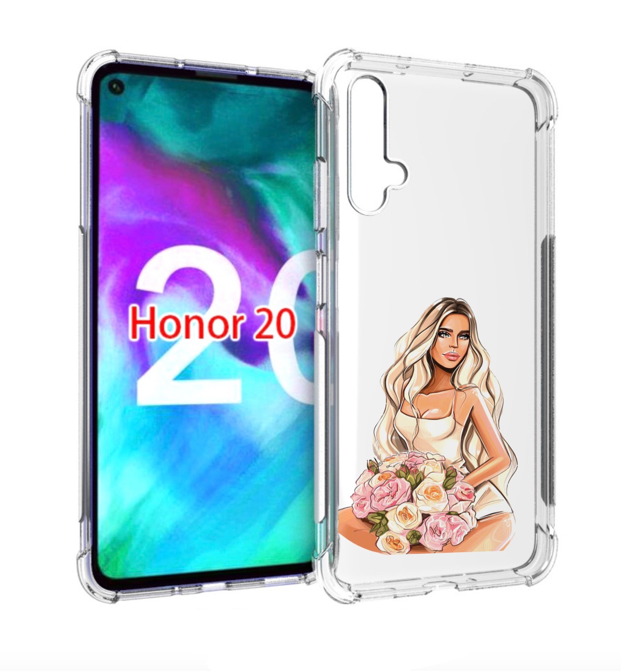 

Чехол бампер MyPads Нежная-девушка женский для Honor 20, Прозрачный, Tocco
