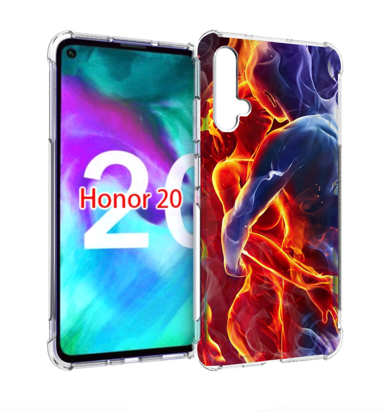 

Чехол бампер MyPads Огонь-вода для Honor 20, Прозрачный, Tocco