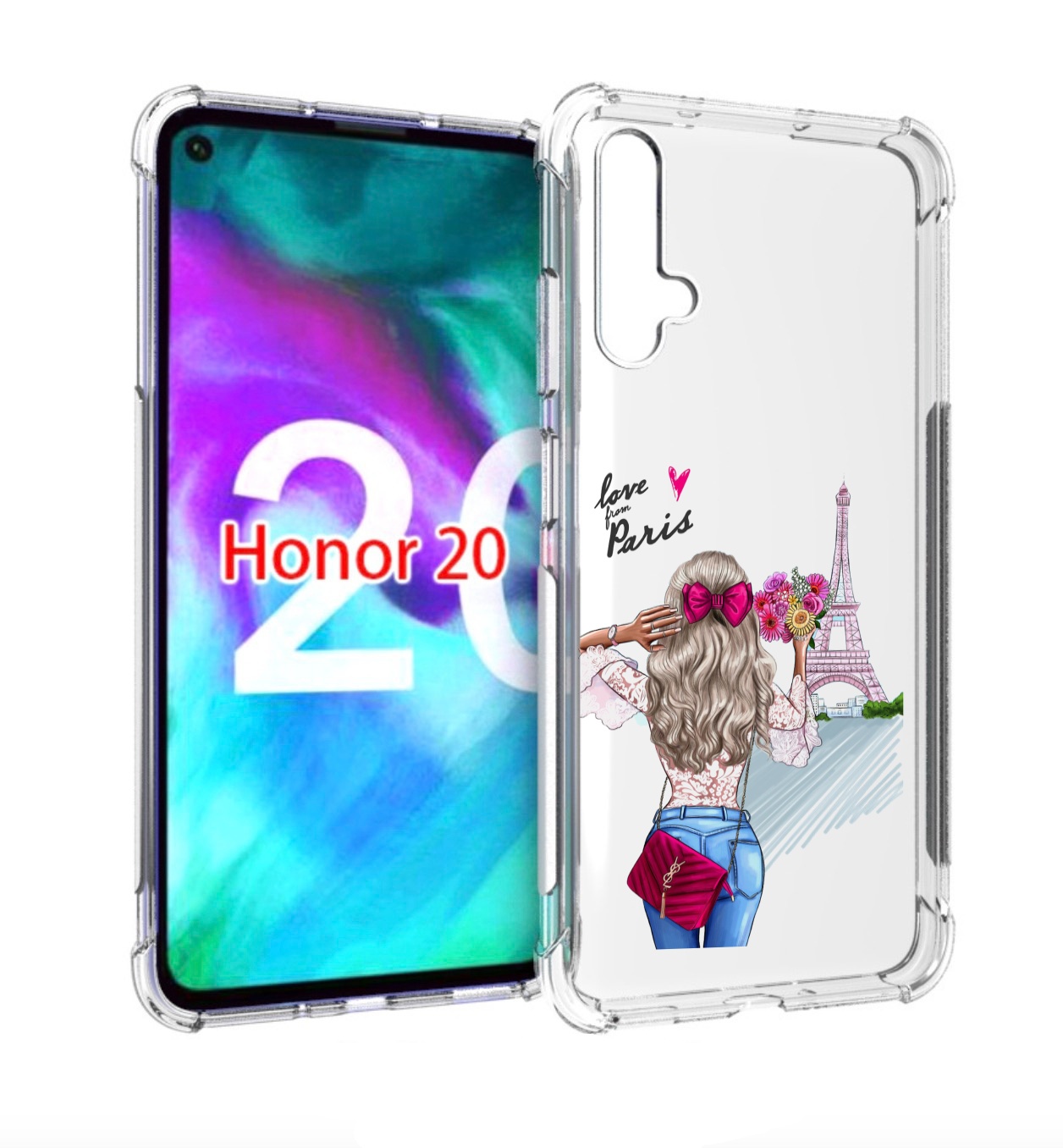 

Чехол бампер MyPads Парижанка женский для Honor 20, Прозрачный, Tocco