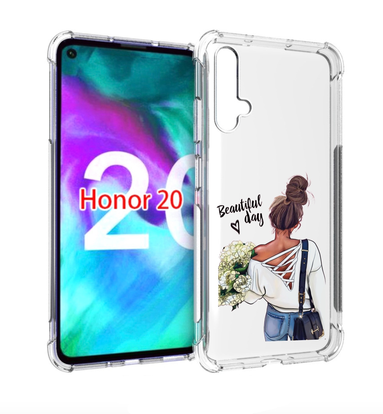 

Чехол бампер MyPads Прекрасный-день для Honor 20, Прозрачный, Tocco