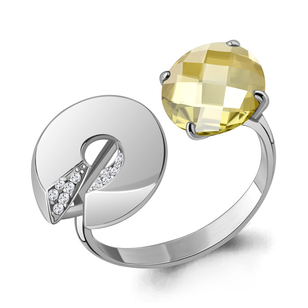 

Кольцо из серебра с кварцем/фианитом р., Aquamarine 6594611А, 6594611А_925_р