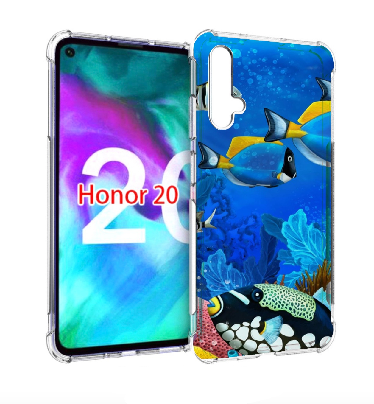 

Чехол бампер MyPads Рыбки для Honor 20, Прозрачный, Tocco