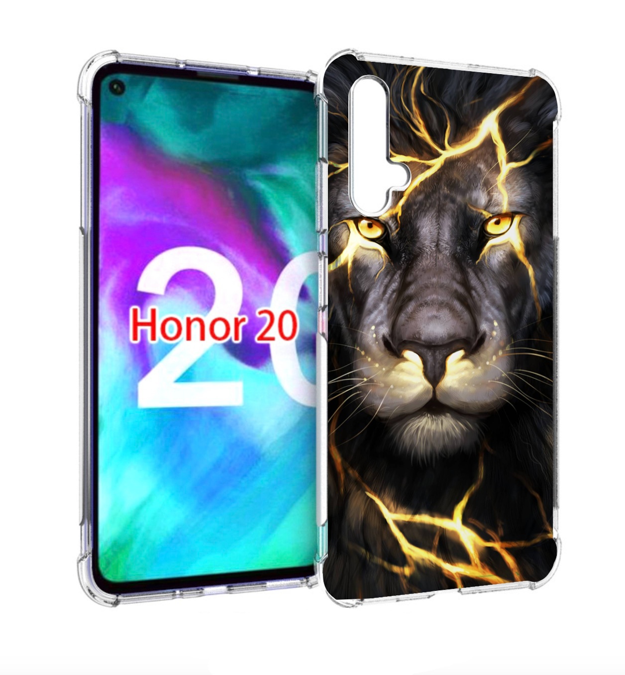 

Чехол бампер MyPads Светящийся-лев мужской для Honor 20, Прозрачный, Tocco
