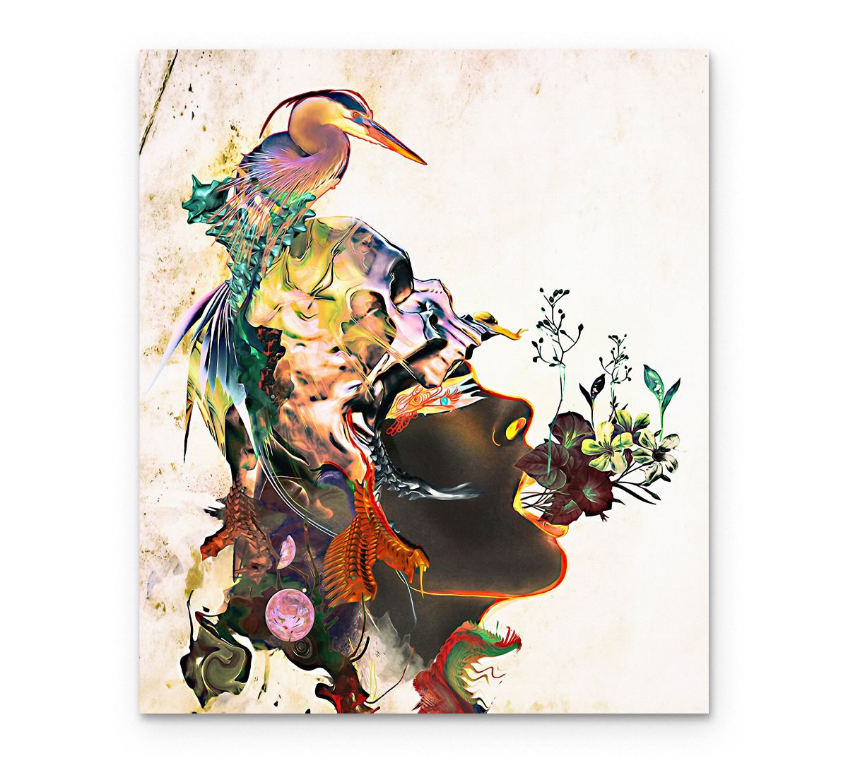 

Картина интерьерная на холсте Poly Print Art Девушка и цапля 50х40 см.