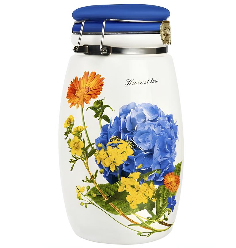 Чай KWINST черный листовой цейлонский Цветочный кувшин синий,170 г