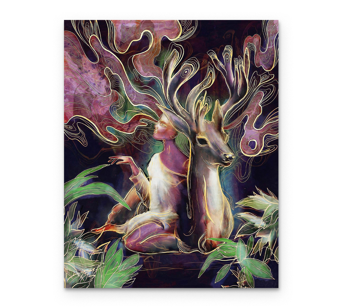 

Картина интерьерная на холсте Poly Print Art Нимфа и олень 50х40 см.