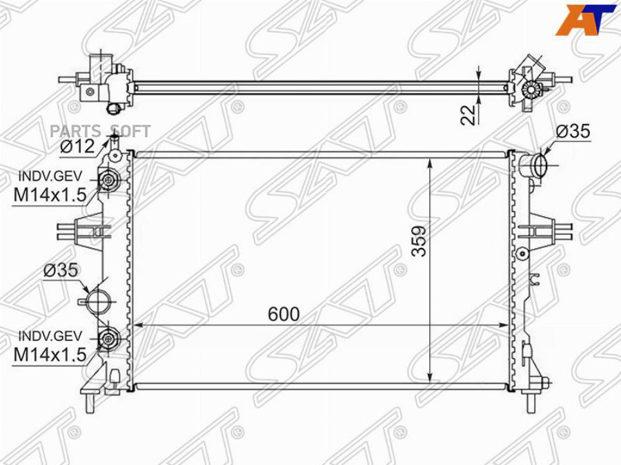 

SAT Радиатор OPEL ASTRA G/ZAFIRA A 1.4/1.6/1.8/2.2 1998-2004 /CHEVROLET VIVA 1.8 2005-/SUB