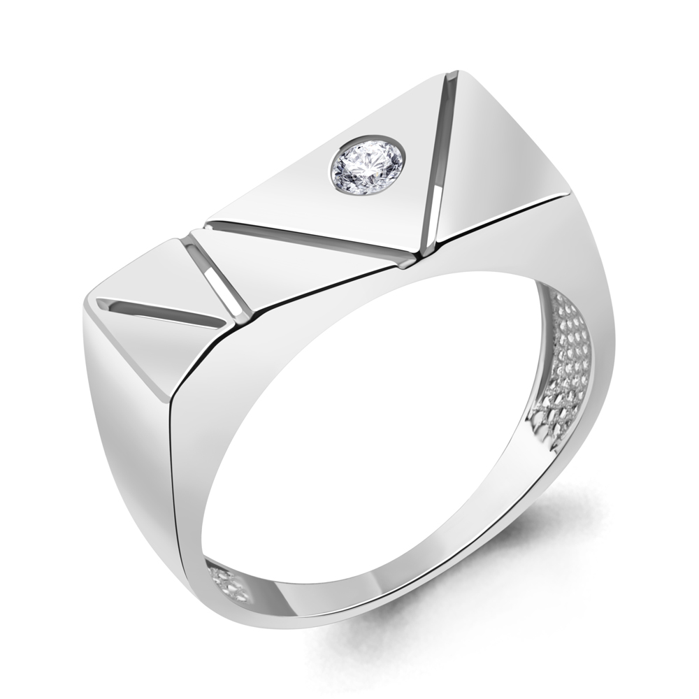 

Кольцо печатка из серебра с фианитом р. Aquamarine 67739А, 67739А_925_р