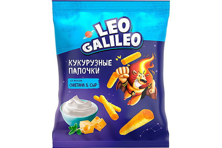 Leo Galileo, кукурузные палочки со вкусом сметана & сыр, 45 г