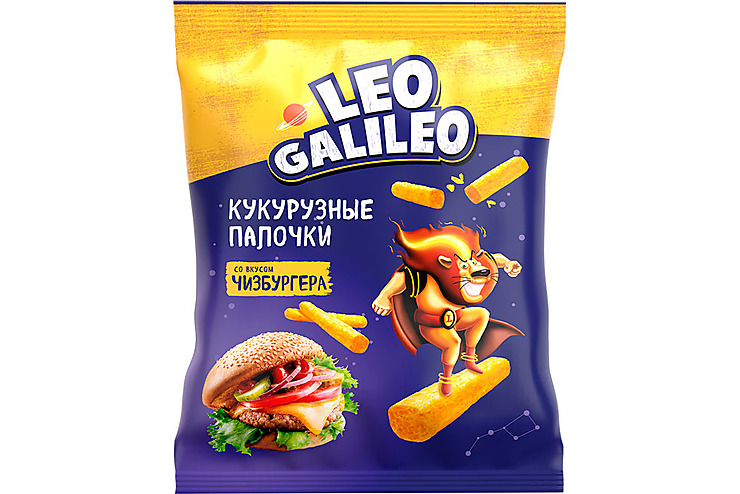 Leo Galileo, кукурузные палочки со вкусом чизбургера, 45 г