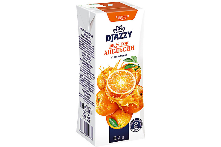 Djazzy, сок Апельсин с мякотью, 0.2л