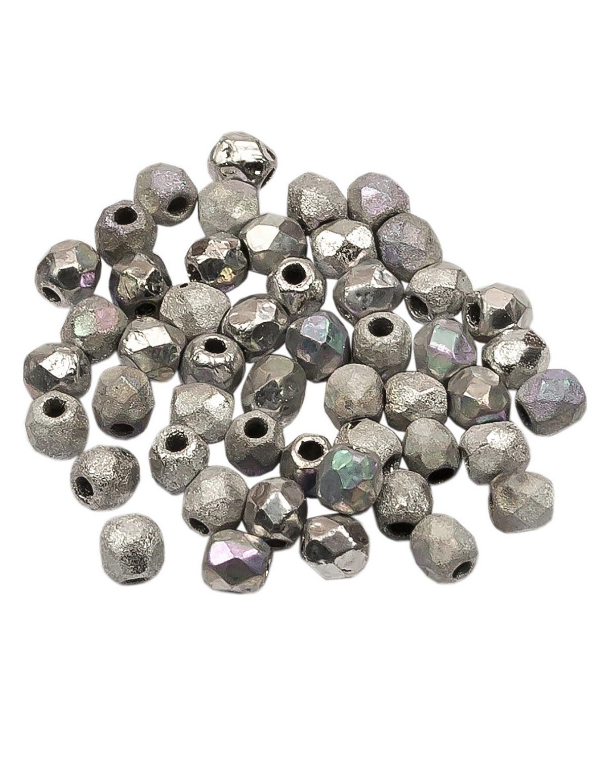 

Стеклянные чешские бусины ганеные круг 3 мм Crystal Etched Glittery Silver 50шт, Серебристый, FP-3