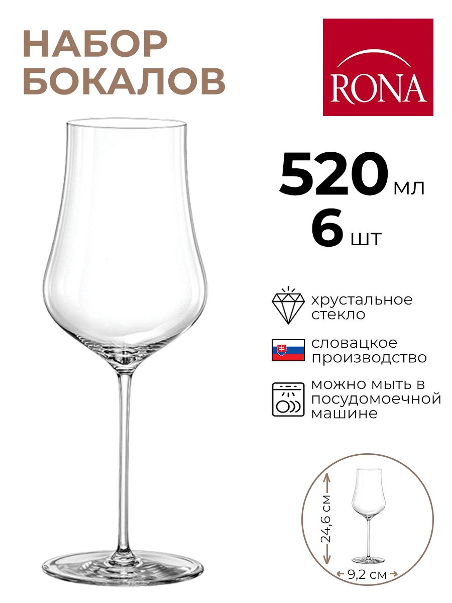 

Набор бокалов Rona 6шт 520мл, Прозрачный